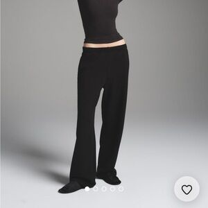 Skims Cotton Fleece Classic Straight Leg Black Pants Onyx NWT